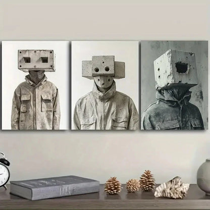 3pcs Cement man Wall Art Set Canvas Framed 40x60cm - High Quality Print 100% Australian Made Wall Canvas Ready to Hang - Bella Home Decor