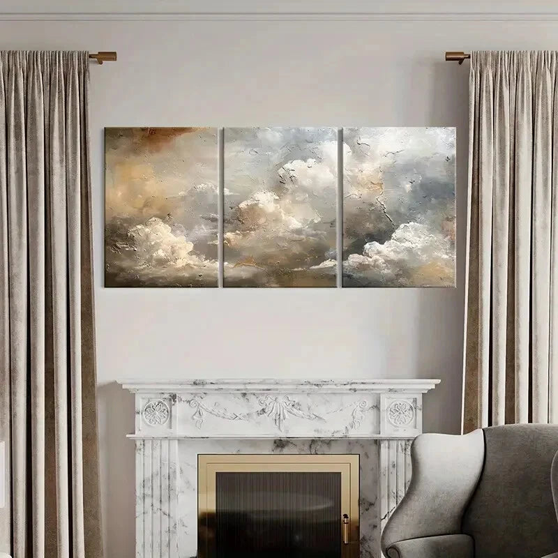 3pcs Abstract Cloudscape Art Landscape Painting Metal Print Ready to Hang Art - Bella Home Decor