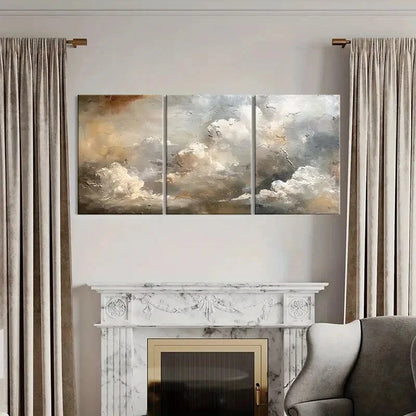 3pcs Abstract Cloudscape Art Landscape Painting Metal Print Ready to Hang Art - Bella Home Decor