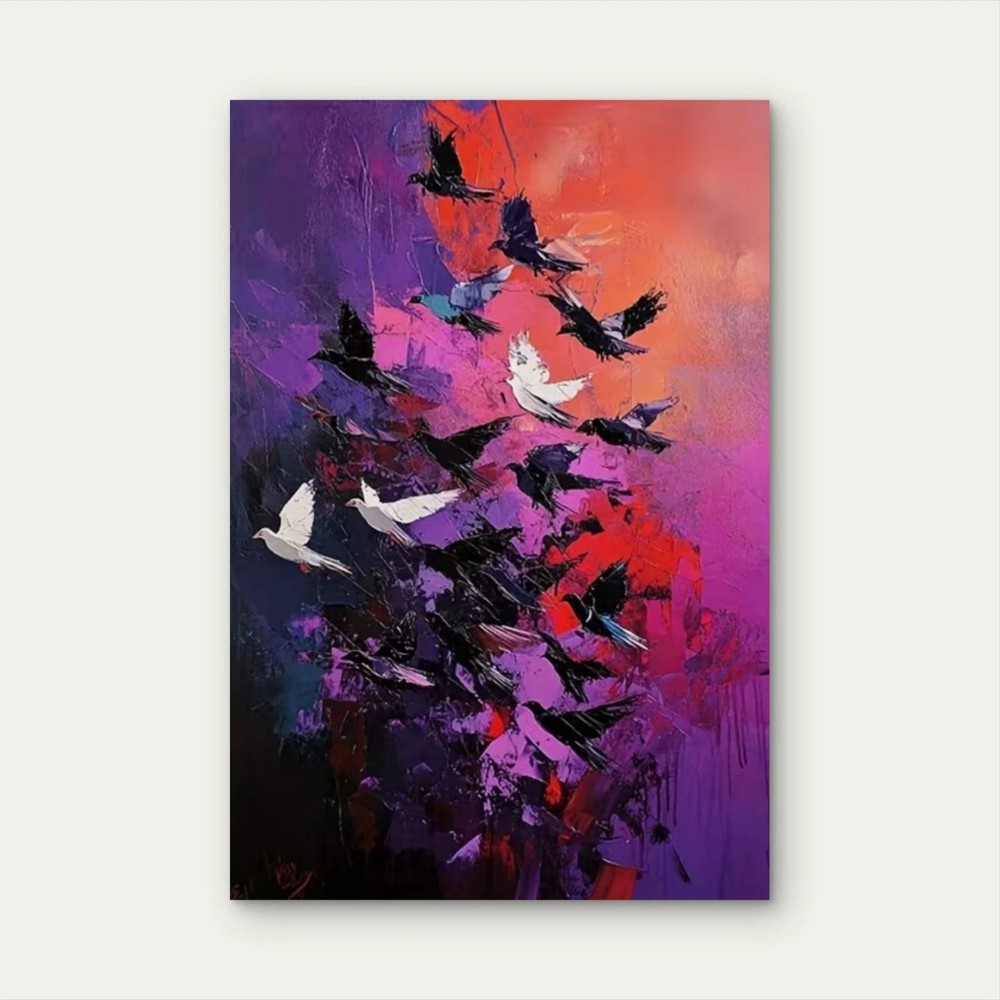 Colorful Vibrant Abstract Birds 60x90cm Metal Print Ready to Hang