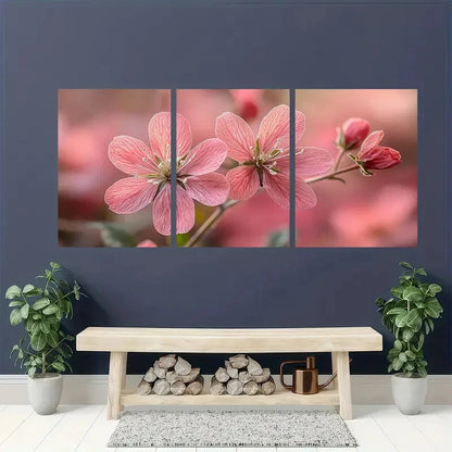 3pcs Featuring Print of Pink Musk Flowers Metal Print Ready to Hang Art - Bella Home Decor