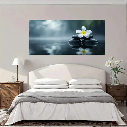 Serene Water & Lotus Flower Wall Art Canvas Office Home Room Framed 120x60cm
