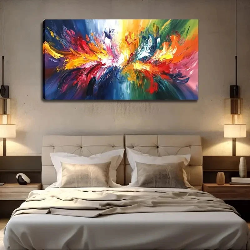 Vibrant Color Explosion Modern Wall Art Canvas Office Home Room Framed 120x60cm