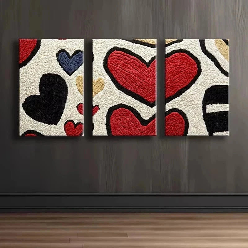 3pcs Red and black love Illustration Metal Print Ready to Hang Art
