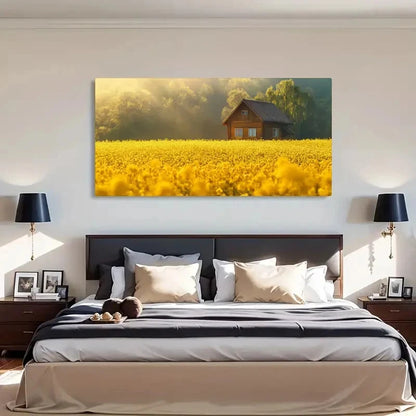 Featuring Yellow Field Sunlight Wall Art Canvas Office Home Room Framed 120x60cm