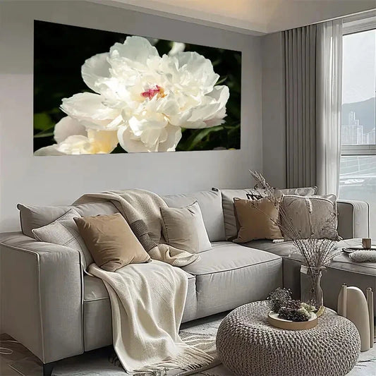 Realistic White Peonies in Sun Wall Art wall canvas office home room framed 120x60cm - Bella Home Decor