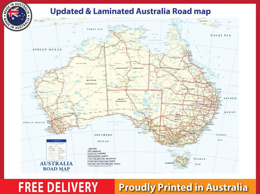 Laminated Australia Road map with details 91x61cm poster AU