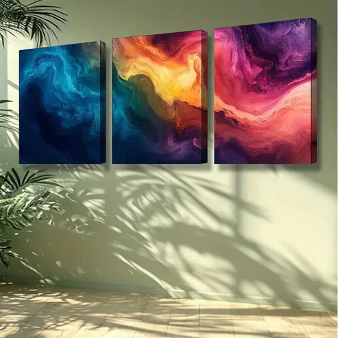3pcs Rainbow Mountain Art Painting Wall Art Set Canvas Unframed - High Quality Print 100% Australian Made Wall Canvas