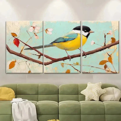 3pcs Chickadee Original Art Birds TI   Wall Art Set Canvas Framed 40x60cm - High Quality Print 100% Australian Made Wall Canvas Ready to Hang - Bella Home Decor