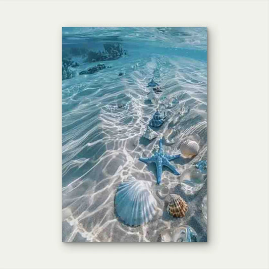 Beach Scene with Shells & Starfish Metal Print Ready to Hang