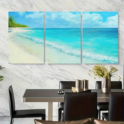 3pcs Turquoise Waters of the Maldives Metal Print Ready to Hang Art