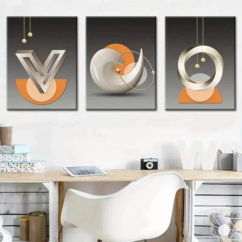3pcs Abstract Geometric Modern Fashion Perfect Wall Art Set Canvas Framed 60x90cm - High Quality Print 100% Australian Made Wall Canvas Ready to Hang - Bella Home Decor