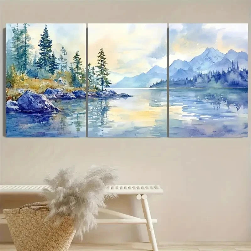 3pcs Aylmer Lake Northwest, Lake House Metal Print Ready to Hang Art - Bella Home Decor