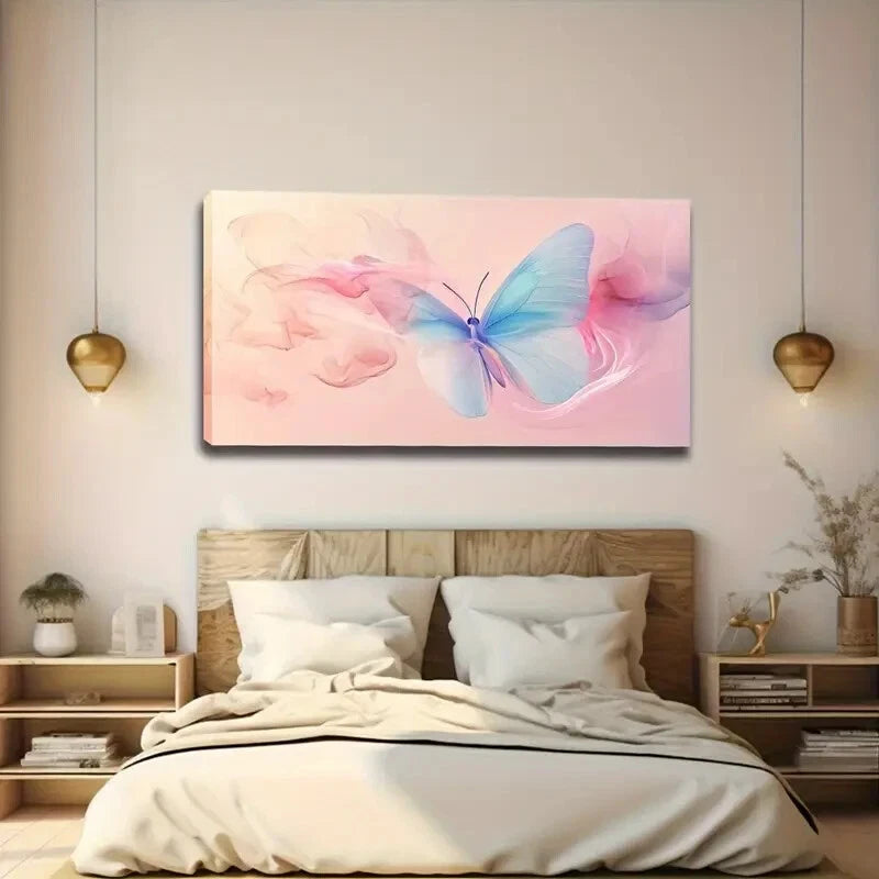 Transparent Gradient Blue Wall Art canvas office home room framed 120x60cm - Bella Home Decor
