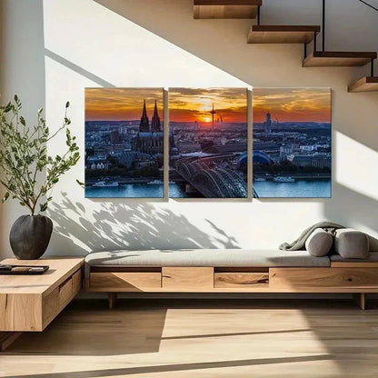 3pcs Cologne Cathedral & Skyline Wall Art Set Canvas Framed 40x60cm - High Quality Print 100% Australian Made Wall Canvas Ready to Hang - Bella Home Decor