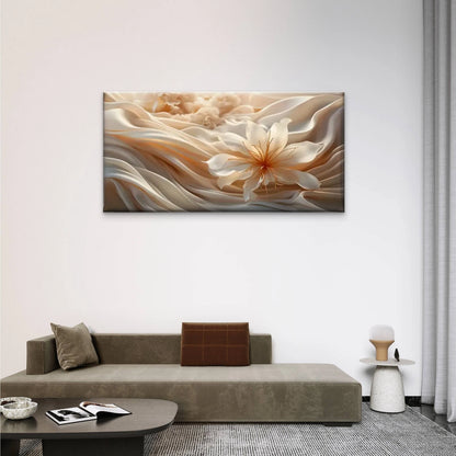 White Flowers Abstract Wall Art Canvas Office Home Room Framed 120x60cm