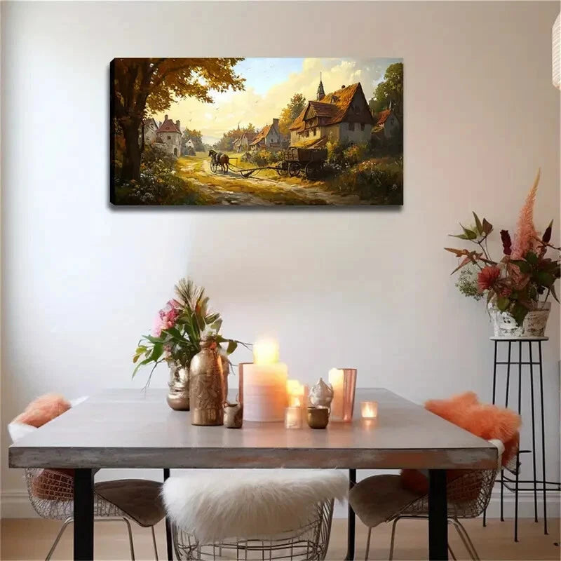 Several Ancient House Scattered Wall Art Canvas Office Home Room Framed 120x60cm - Bella Home Decor