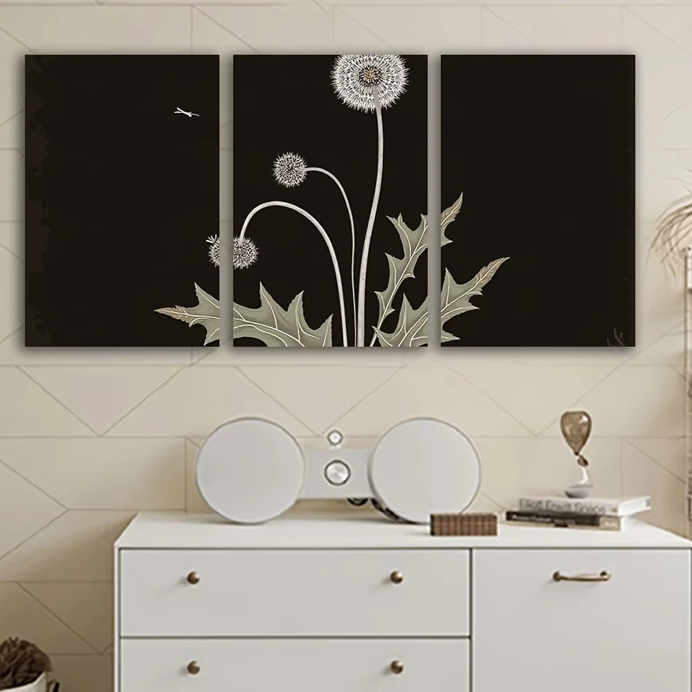 3pcs Three Panel Set of Dandelion Wall Art Set Canvas Framed 50x70cm - High Quality Print 100% Australian Made Wall Canvas Ready to Hang