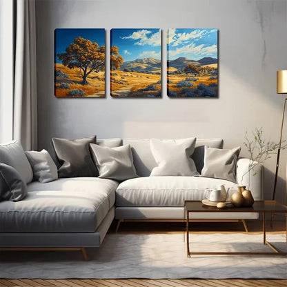 3pcs Autumn Desert Mountain Wall Art Set Canvas Framed 40x60cm - High Quality Print 100% Australian Made Wall Canvas Ready to Hang