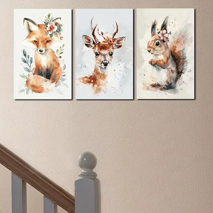3pcs Farmhouse Animal Nursery Wall Art Canvas Unframed - High Quality Print 100% Australian Made Wall Canvas