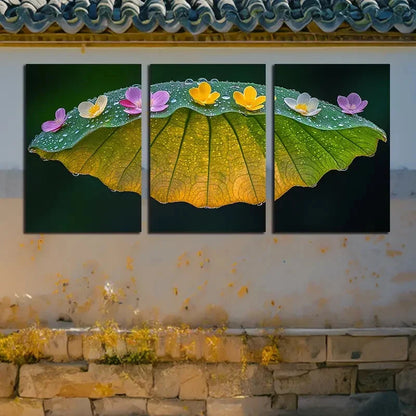 3pcs Botanical Leaf and Flower Design Metal Print Ready to Hang Art - Bella Home Decor