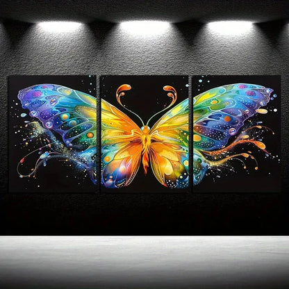 3pcs Vibrant Beautiful Butterfly Design Metal Print Ready to Hang Art - Bella Home Decor