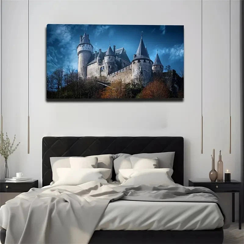 Mystical Castle Wall Art Canvas Office Home Room Framed 120x60cm