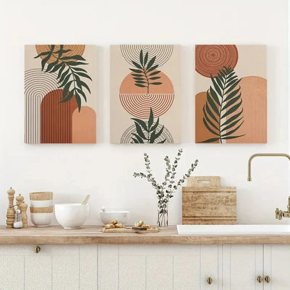 3pcs Desert Tropical Jungle Leaf Landscape Metal Print Ready to Hang Art - Bella Home Decor