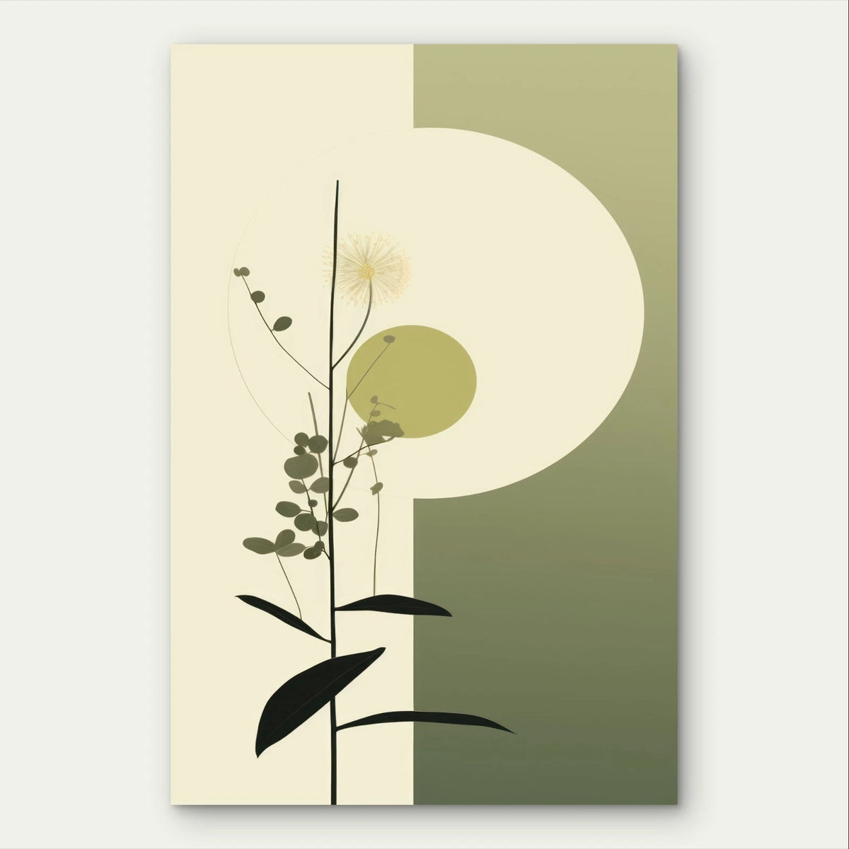 Minimalist Sage Green Botanical and Geometric 40x60cm Metal Print Ready to Hang