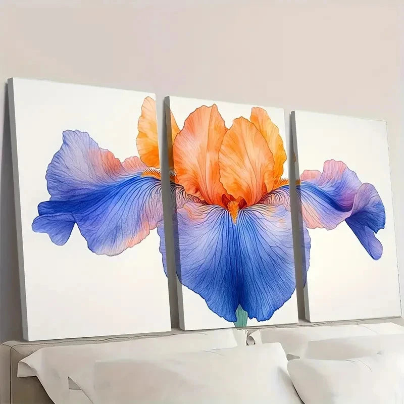 3pcs Vibrant Orange & Blue Pastel GT   Wall Art Set Canvas Framed 50x70cm - High Quality Print 100% Australian Made Wall Canvas Ready to Hang - Bella Home Decor