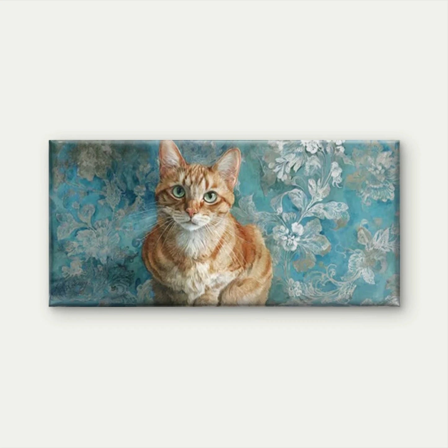 Orange Tabby Cat Portrait Wall Art Canvas Office Home Room Framed 120x60cm