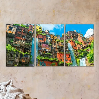 3pcs Concept Art Future City Wall Art Set Canvas Framed 60x90cm - High Quality Print 100% Australian Made Wall Canvas Ready to Hang - Bella Home Decor