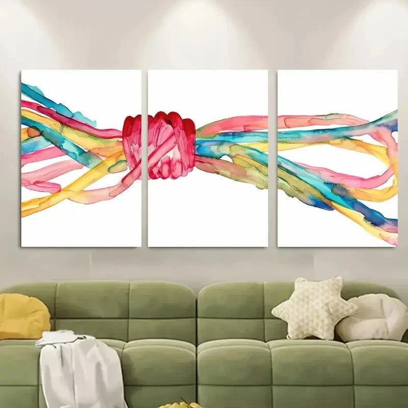 3pcs Vibrant Watercolor Lasso Metal Print Ready to Hang Art