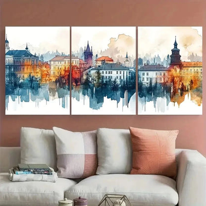 3pcs Nis, Serbia Travel Vibrant Cityscape Metal Print Ready to Hang Art - Bella Home Decor