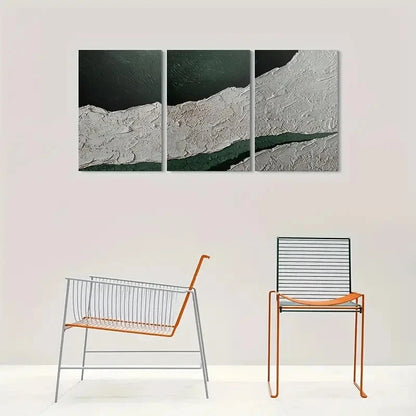 3pcs Modern Abstract Textured Painting Metal Print Ready to Hang Art
