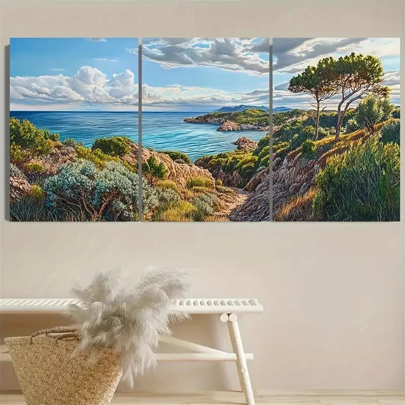 3pcs Vendicari Nature Reserve Italy Wall Art Set Canvas Framed 40x60cm - High Quality Print 100% Australian Made Wall Canvas Ready to Hang - Bella Home Decor