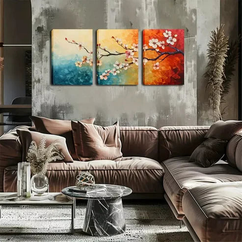 3pcs White Plum Blossom Wall Art Set Canvas Unframed - High Quality Print 100% Australian Made Wall Canvas