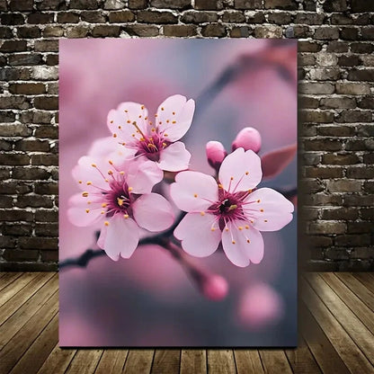 Vibrant Pink Floral Design Cherry Blossom Painting 40x60cm Metal Print Ready to Hang - Bella Home Decor