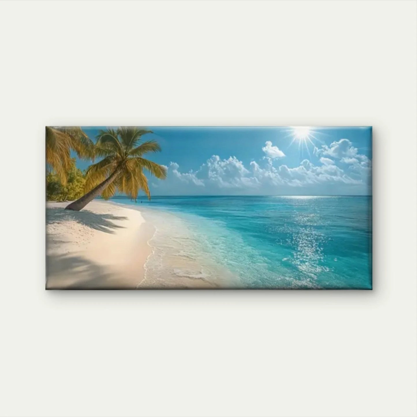 Beaches Palm Trees Blue Skies Wall Art Canvas Office Home Room Framed 120x60cm