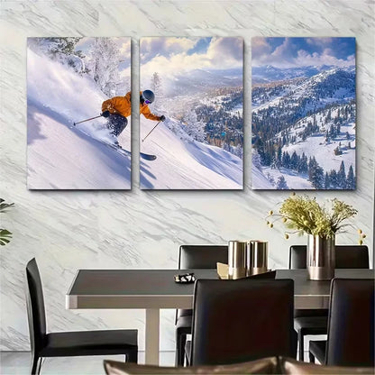 3pcs Alpine Meadows Ski Resort Metal Print Ready to Hang Art - Bella Home Decor