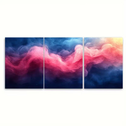 3pcs Abstract Blue Pink Watercolor Metal Print Ready to Hang Art - Bella Home Decor