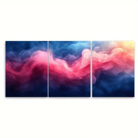 3pcs Abstract Blue Pink Watercolor Metal Print Ready to Hang Art