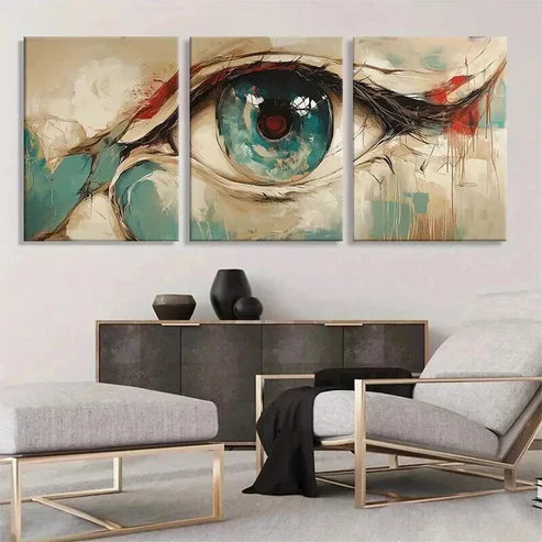 3pcs Expressive Blue Eye Abstract Deco Perfect Wall Art Canvas Unframed - High Quality Print 100% Australian Made Wall Canvas
