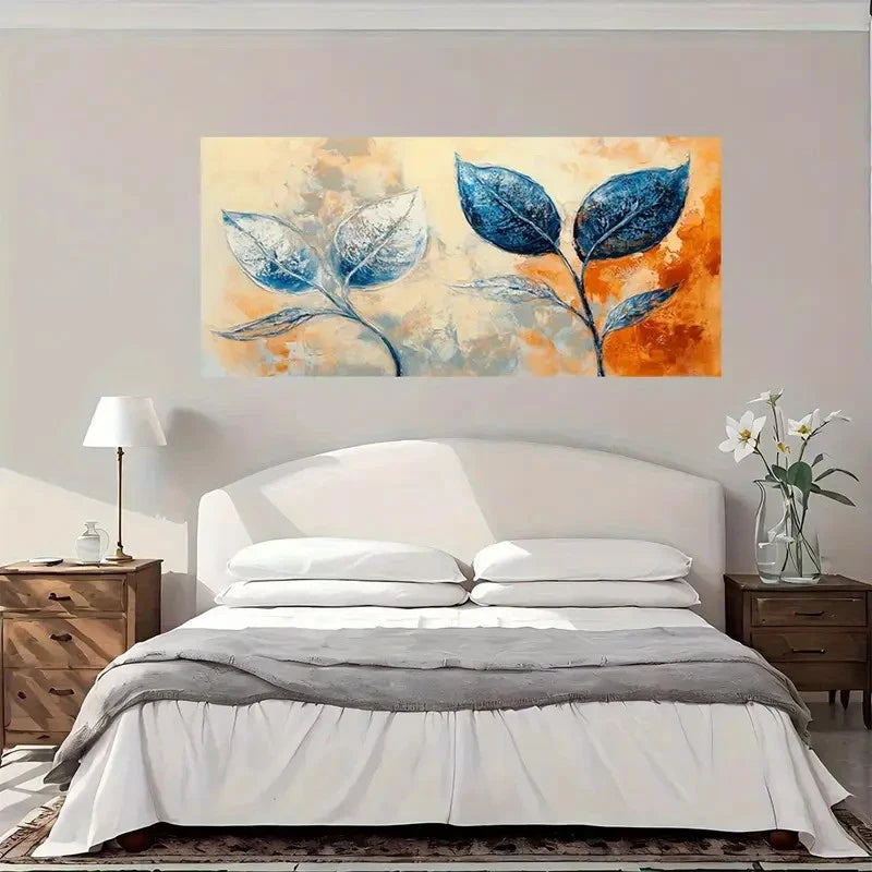 Modern Abstract Leaf Wall Art Canvas Office Home Room Framed 120x60cm