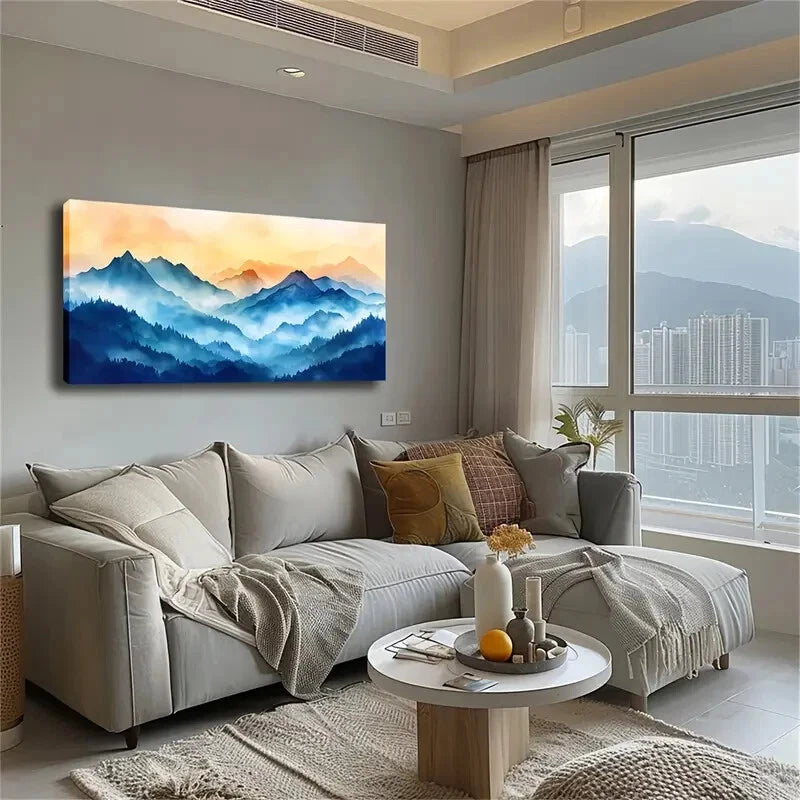 Serene Forest Blue Hues Décor Wall Art Canvas Office Home Room Framed 120x60cm - Bella Home Decor