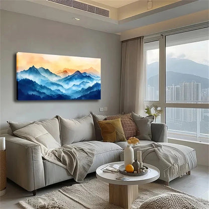 Serene Forest Blue Hues Décor Wall Art Canvas Office Home Room Framed 120x60cm - Bella Home Decor