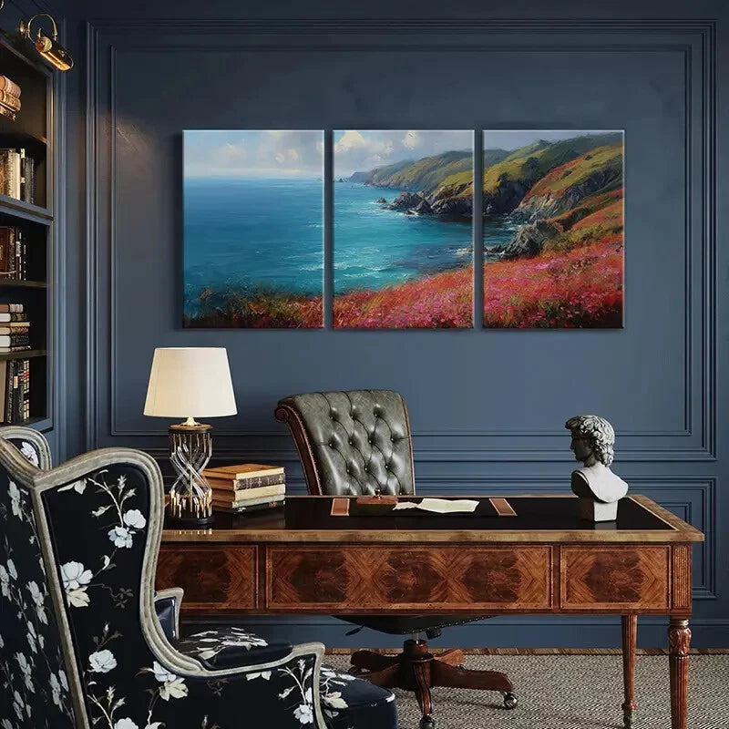 3pcs Coastal Landscape Vibrant Colors Ocean Waves Metal Print Ready to Hang Art - Bella Home Decor