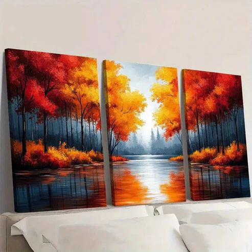 3pcs Vibrant Forest and River Wall Art Set Canvas Unframed - High Quality Print 100% Australian Made Wall Canvas