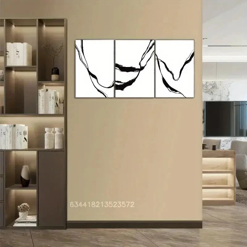 3pcs Black And White Art Decoration Prints Metal Print Ready to Hang Art - Bella Home Decor