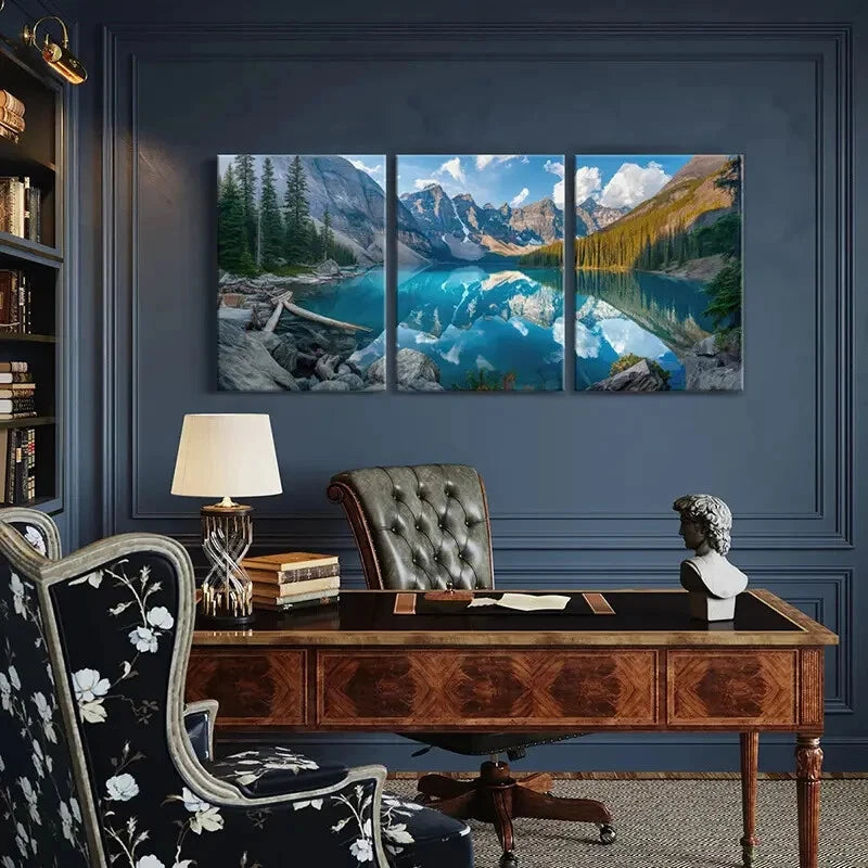3pcs Mountain Reflection Lake Serenity Landscape Metal Print Ready to Hang Art - Bella Home Decor
